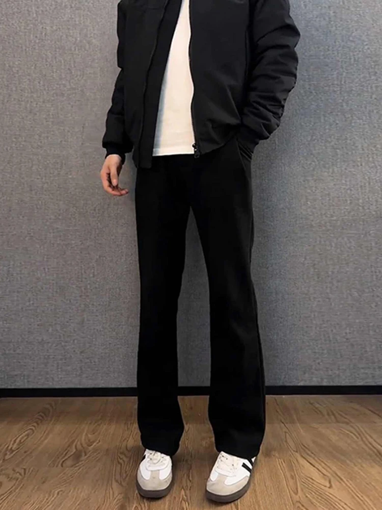 

Bla Fce Lined Wide Leg Men's Trousers CleanFit Casual Suit Pants Straight Cut Non Iron Treaent Polyester Fiber