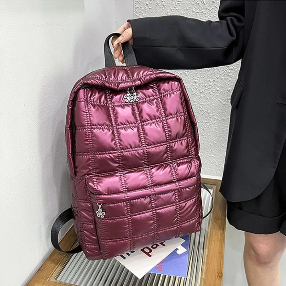 Zaino in cotone spaziale tinta unita moda Borsa a tracolla a bolle pieghettata in nylon Zaino Zaino per studenti nuvola Streetwear