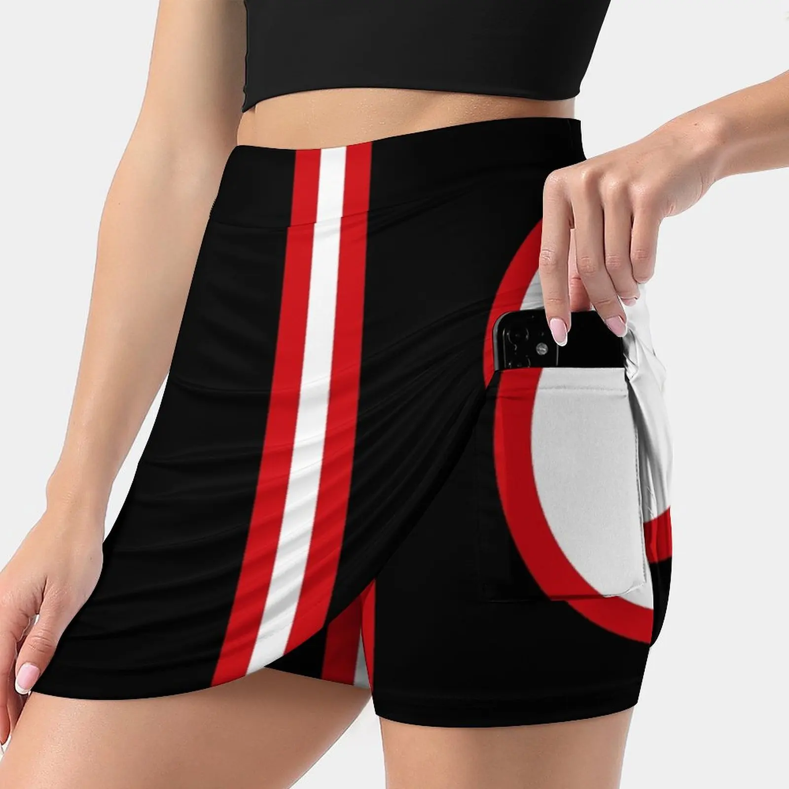 Sixties Mod Red , Black And White Women's skirt With Hide Pocket Tennis Skirt Golf Skirts Badminton Skirts Running skirts Spots