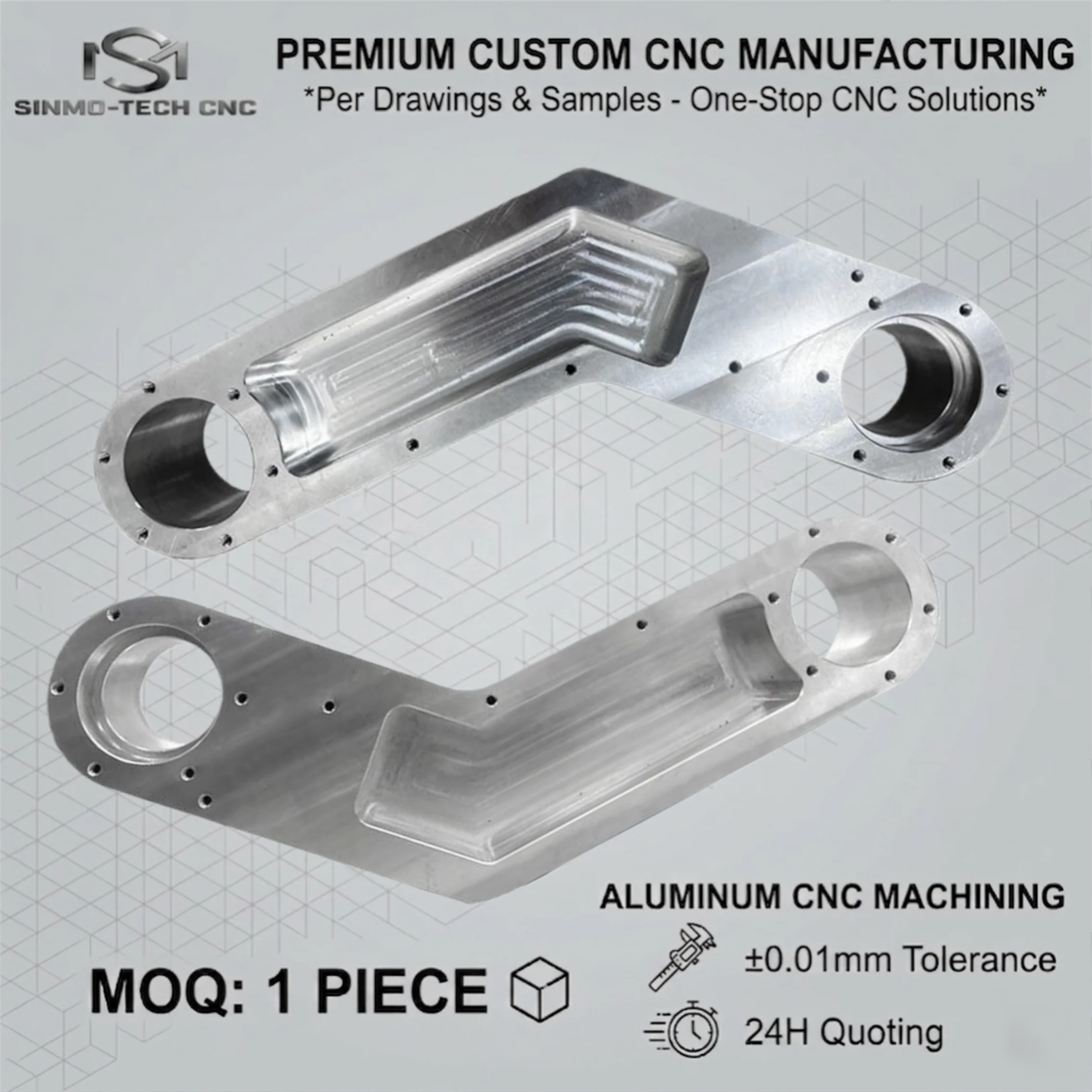 Custom 5-Axis CNC Metal Machining per STEP DXF Drawing, Aluminum Complex Structural Parts Milling Service, From 1 Piece