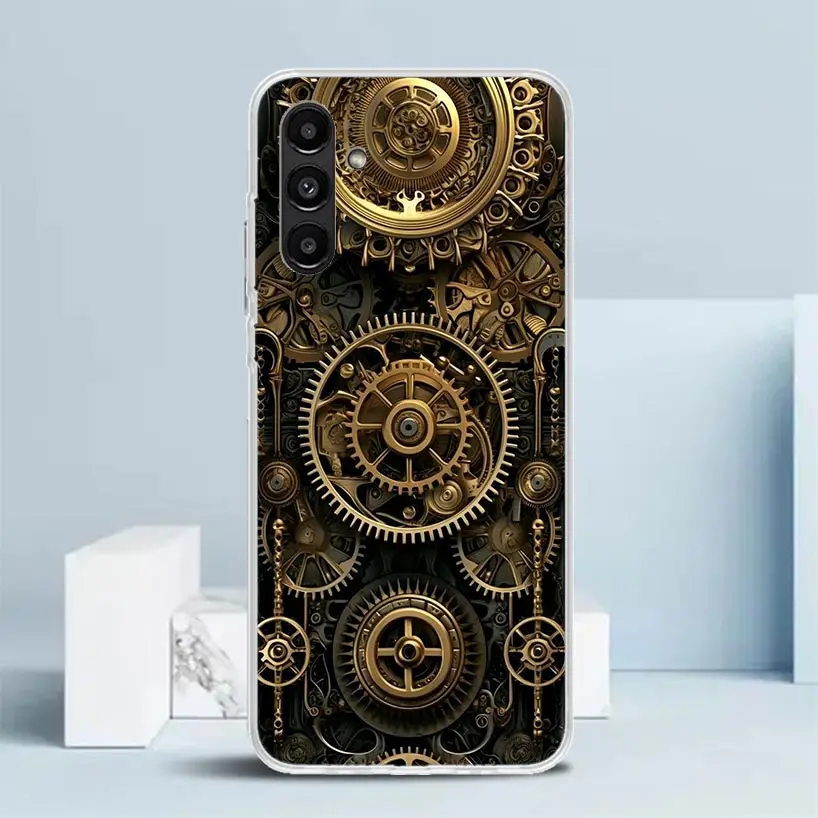 Steampunk Gear Mechanical Phone Case For Samsung Galaxy A15 A14 A13 A12 A55 A54 A53 A52 A35 A34 A33 A32 A25 A24 A23 A22 A04S A03