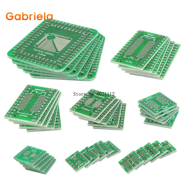 8Types 40pcs PCB Proto Boards SMD to DIP Adapter Plate Converter TQFP (32 44 48 64 84 100) SOP SSOP TSSOP 8 10 14 16 20 23 24 28