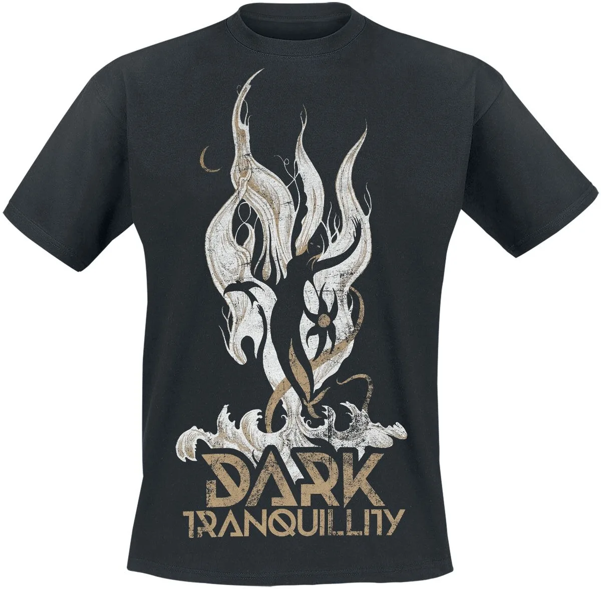Dark Tranquillity Flame Sun Symbol Double Sided Print T Shirt, 100% Cotton Casual Neutral Tee, Melodic Death Metal Streetwear