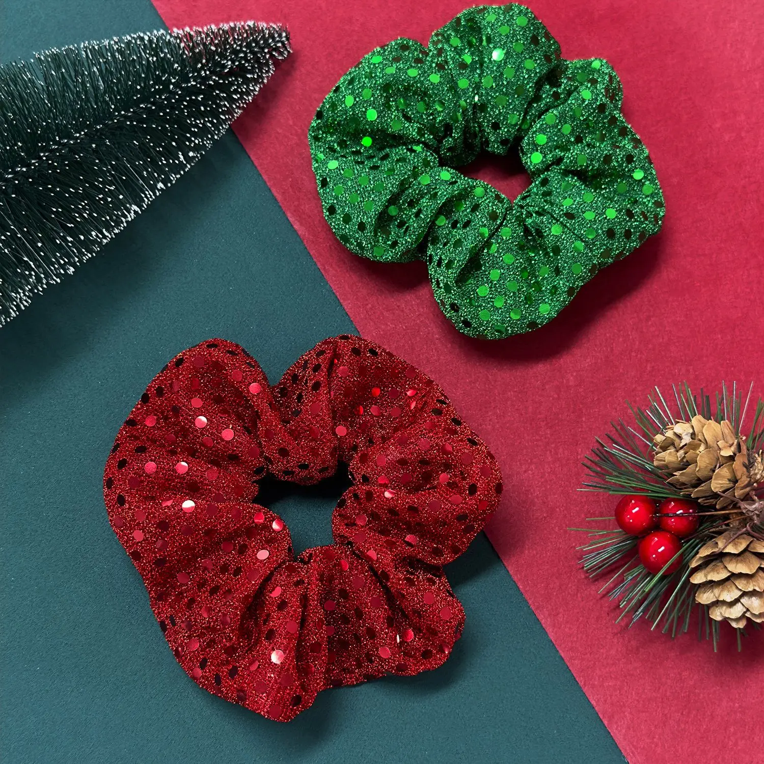 Новинка 2023 года, рождественские резинки для волос в горошек с блестками, высокоэластичные резинки для волос, аксессуары для волос для женщин и девочек