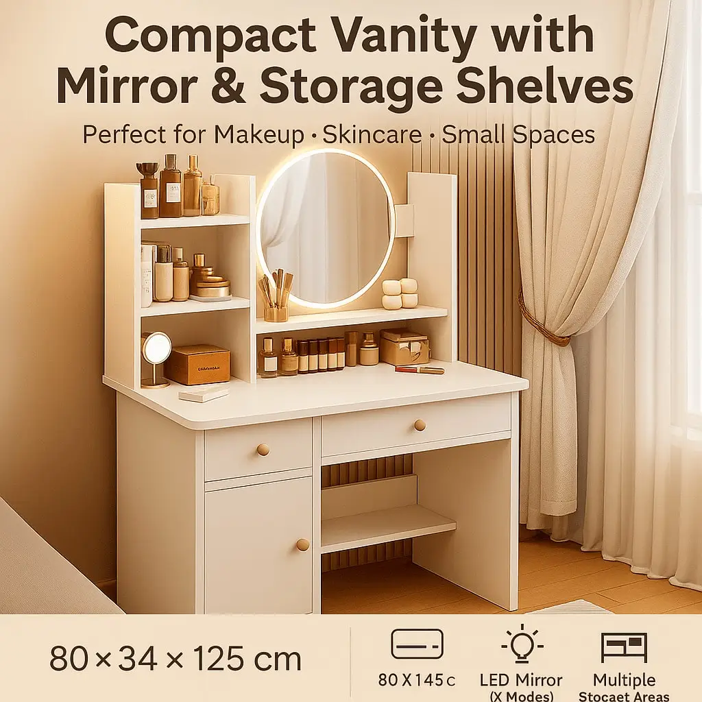 

Большое раздвижное зеркало для макияжа со светодиодной подсветкой - интеллектуальное зеркало для макияжа с затемнением и мягким табуретом