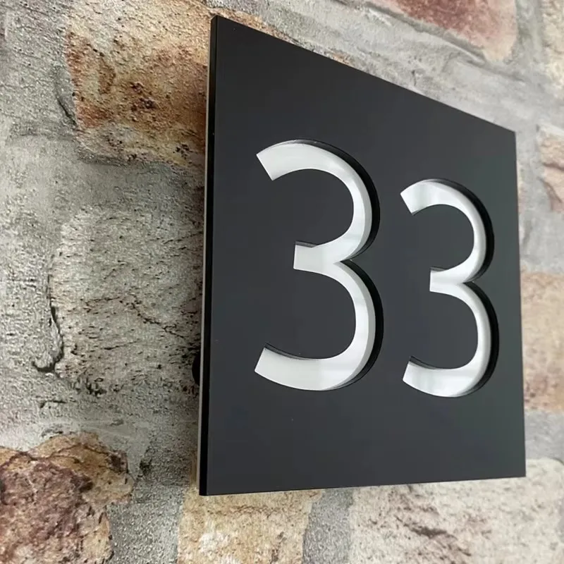 Exterior Floating House Numbers Sign Matte Black White Finish Options for Modern Outdoor House Address Plates and Home Decor