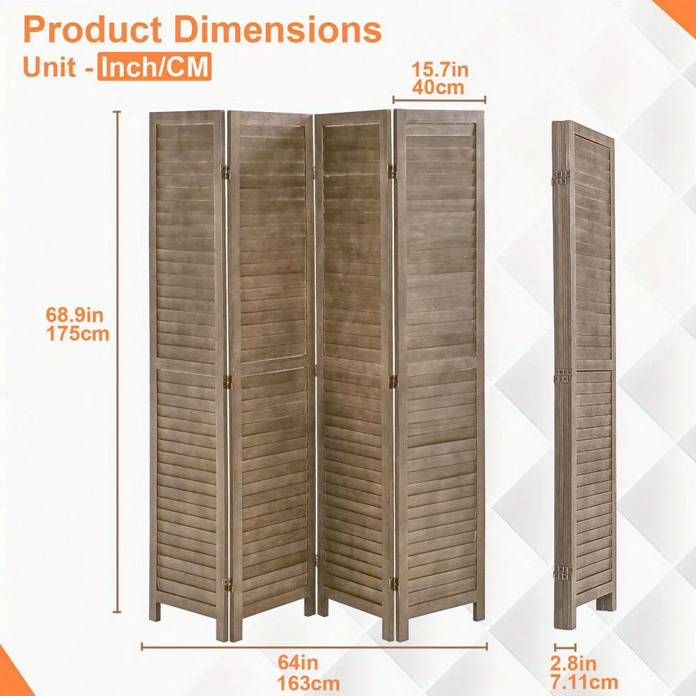 4 Panel Room divider 5.75 ft high Privacy wall divider 68.9 