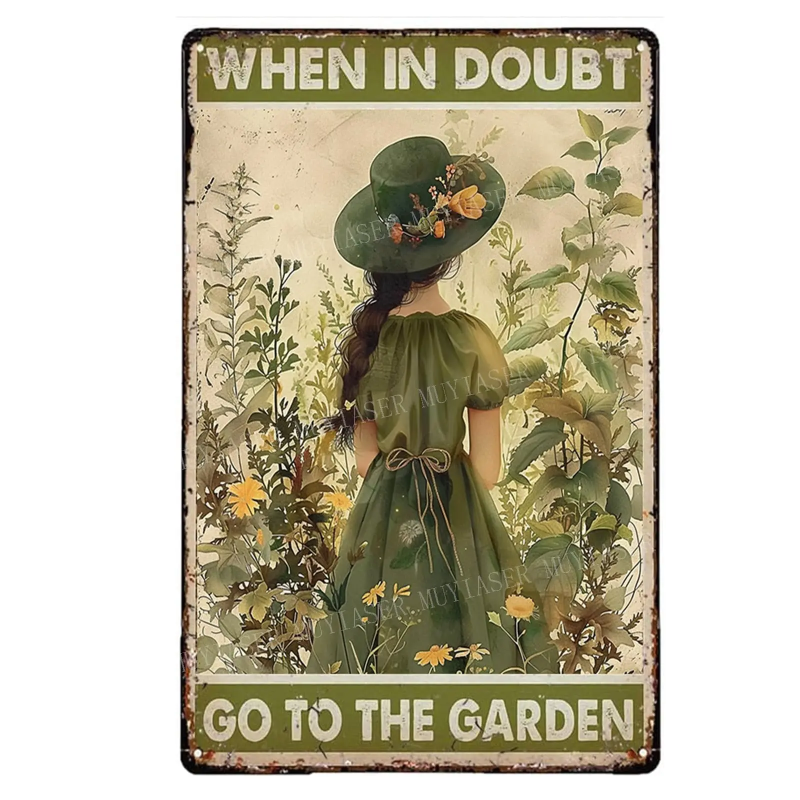 Metal Signs A girl When In Doubt Go To The Garden Sign Vintage Signs Retro Aluminum Tin Sign for Garden Kitchen Office Home Bar 