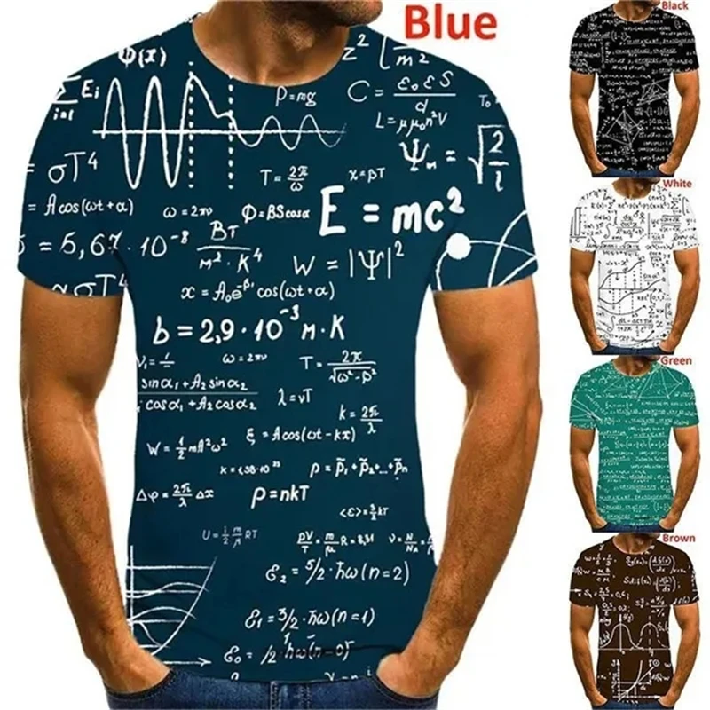 New Men Casual Fashion 3D Printed Mathematical Mathematics Formula T Shirts Cool Short-sleeved Tees Pop Culture Funny Tops Shirt