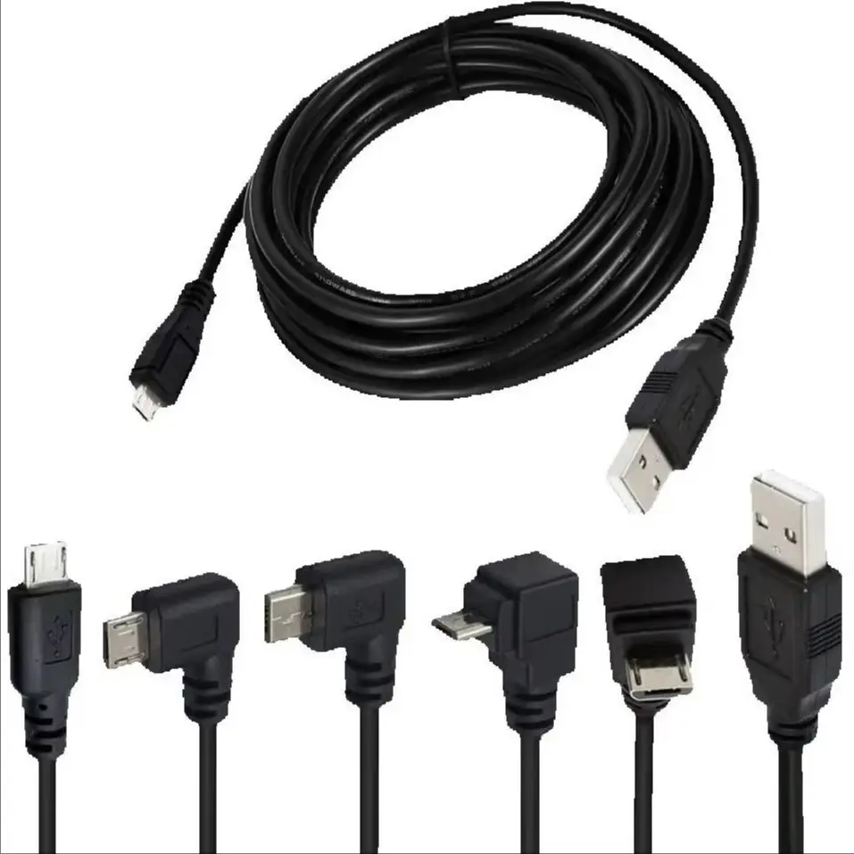 Angled 90 Degree Micro USB Male to USB Male Cable Fast Charge Data Connector for Mobile Phone Tablet - 1m 3m 5m Options up down