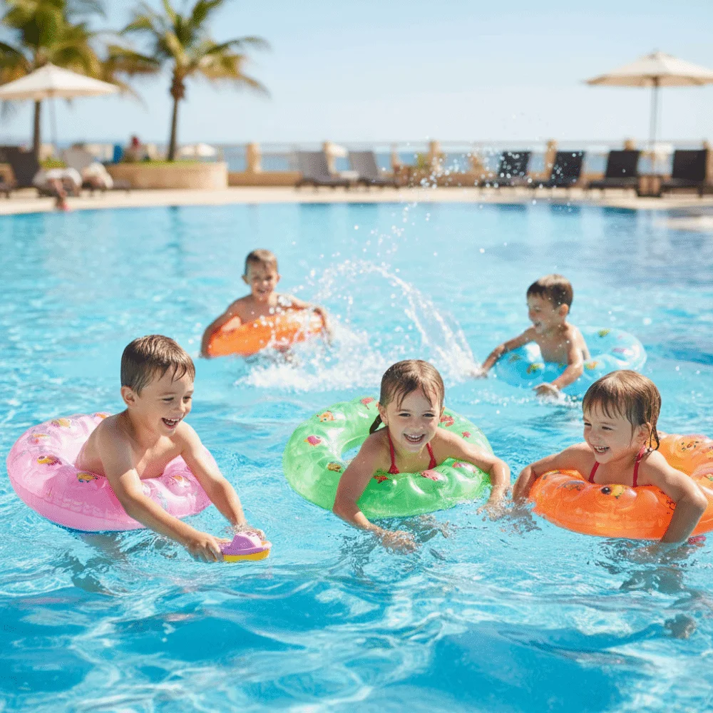 

Милый надувной круг для плавания из ПВХ с мультяшным рисунком, двухслойный, экологичный, прозрачный, для бассейна