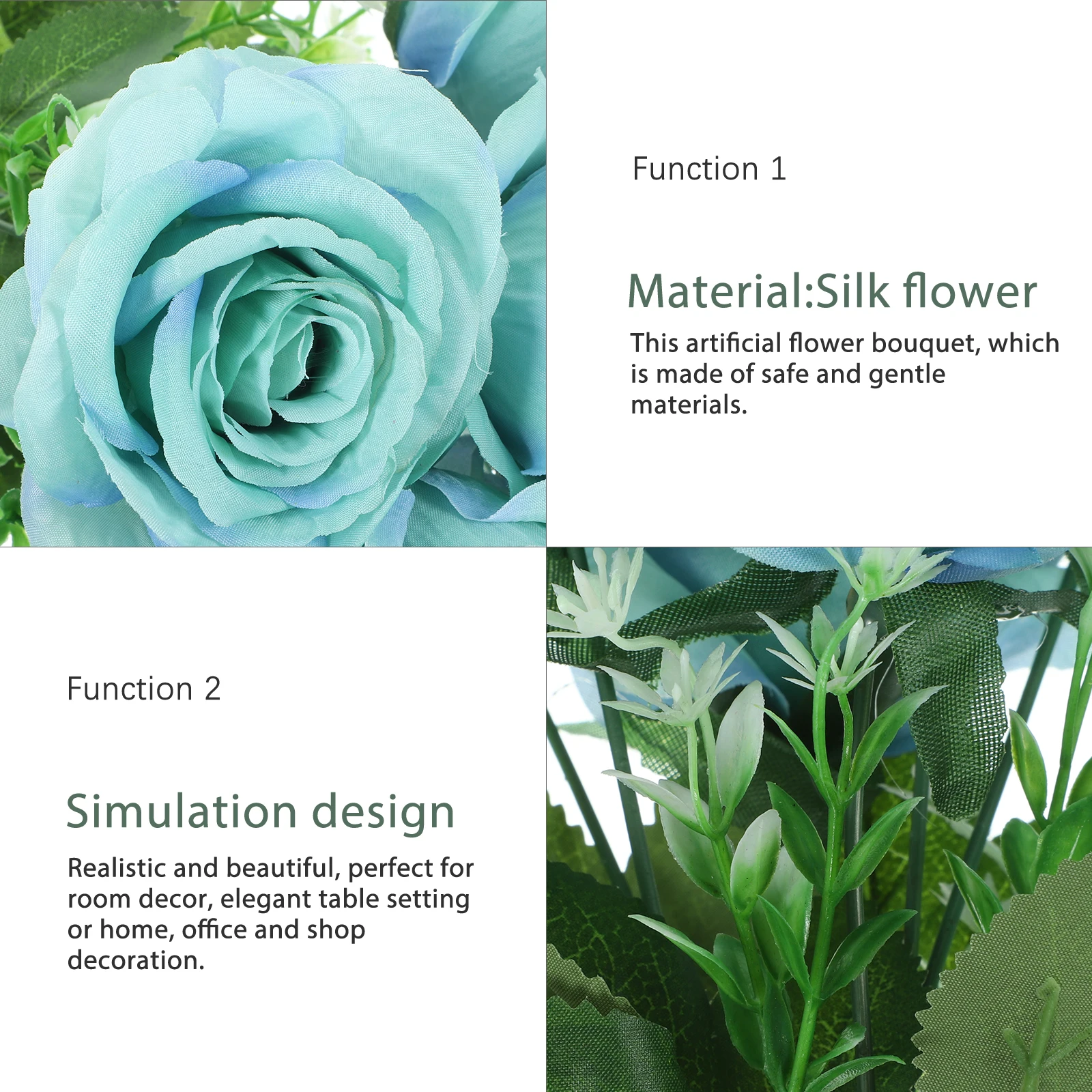 

9 Artificial Bouquet Lake HeadsRose Fake Flower Bouquet Home Decor Office Kitchen Vase Floral Silk Roses Gifts