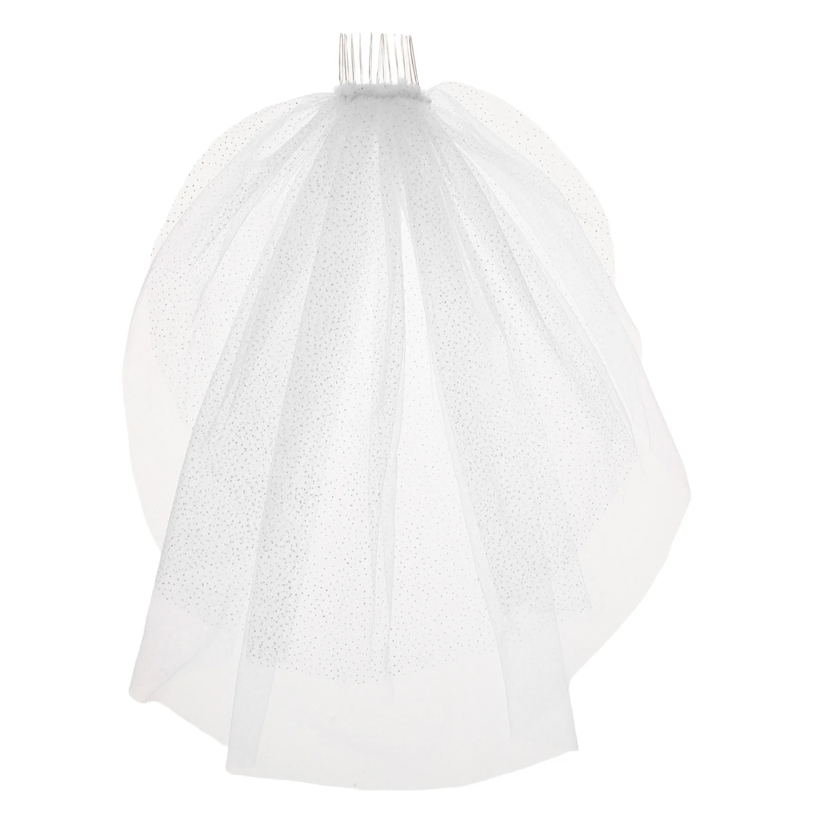 Double Layer Bridal Veil With Comb: White Tulle Two Tier Wedding Headpiece For Bride Floral Lace Mesh Veil Wedding Hair