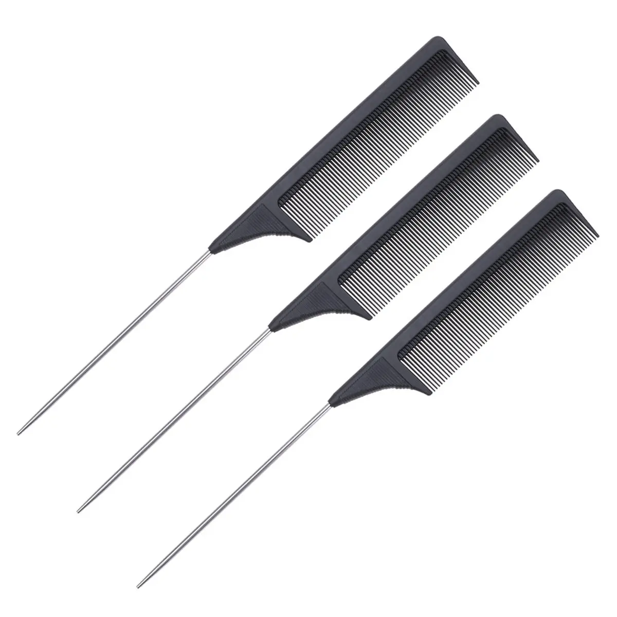 

3pcs Carbon Fiber Combs Long Handle Tail Comb For Sectioning Coloring Wrapping Perms Hair Styling Barber Tools Carbon Fiber Comb