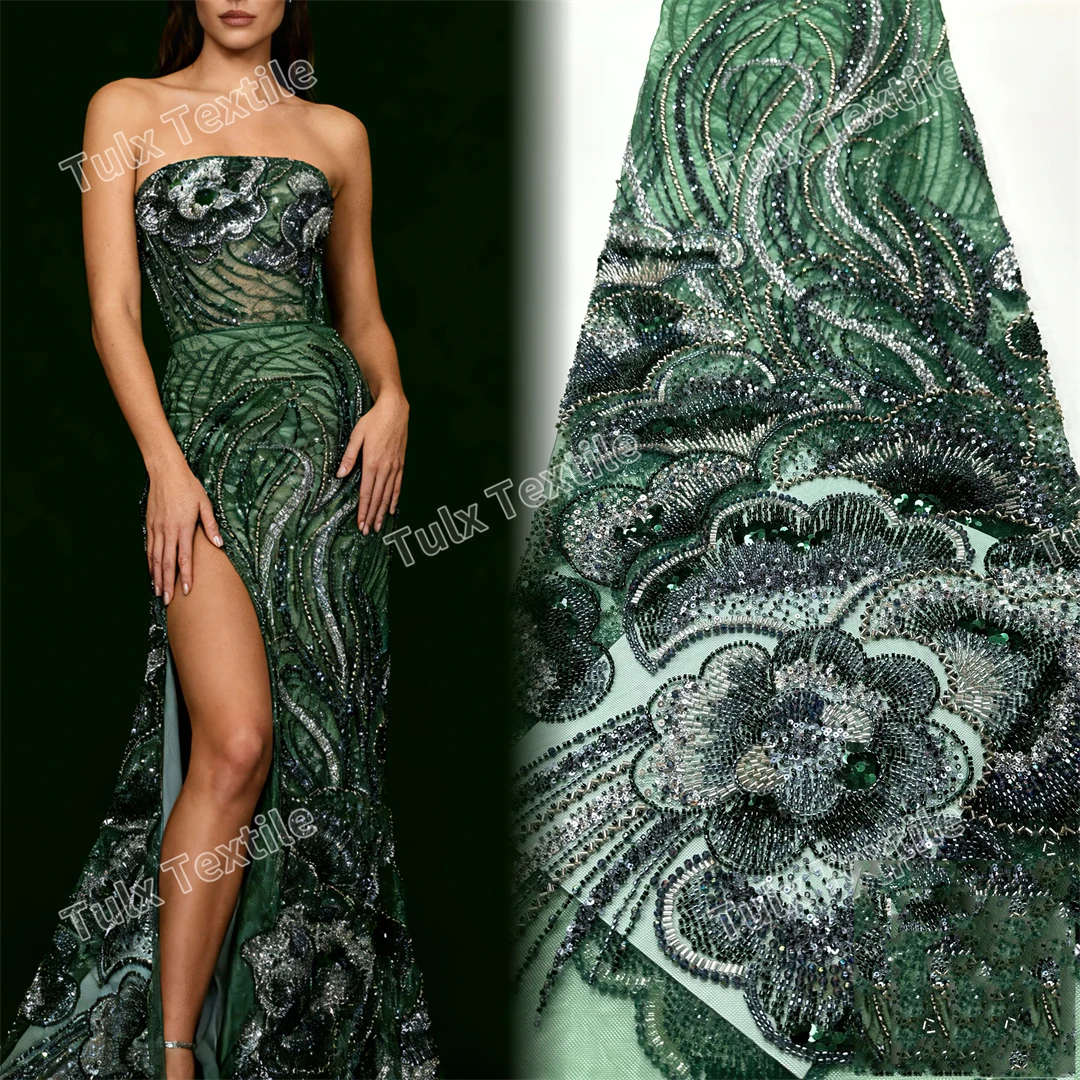 

Роскошная нигерийская африканская кружевная ткань с бисером 2026, высокое качество, вышивка блестками, африканская французская кружевная ткань для шитья платья