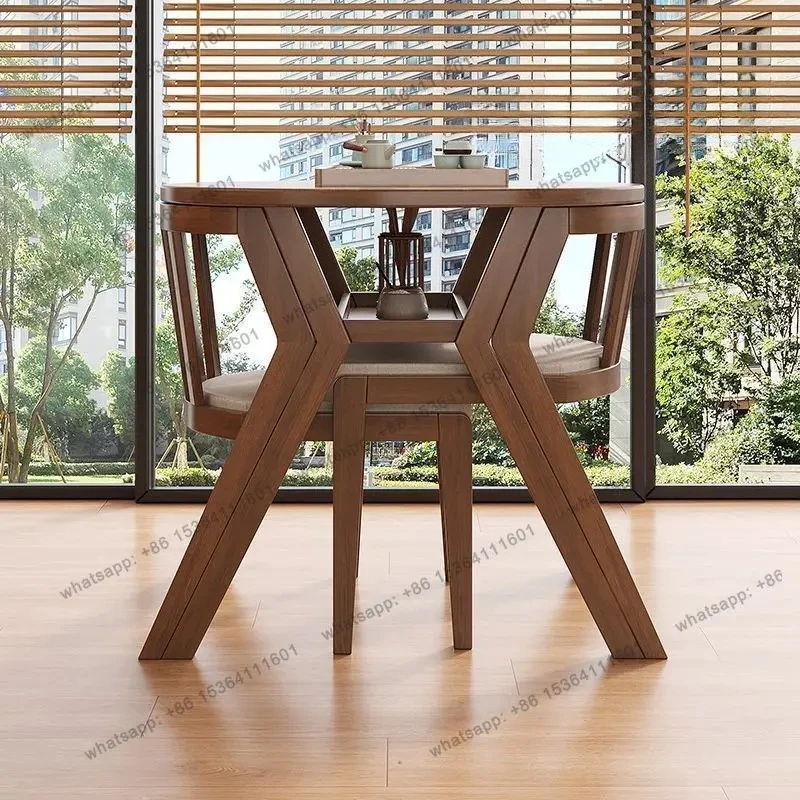 

Balcony Leisure Table and Chair Three-Piece Set Solid Wood Set Tea Table Combination Small Drinking Small Tea Table