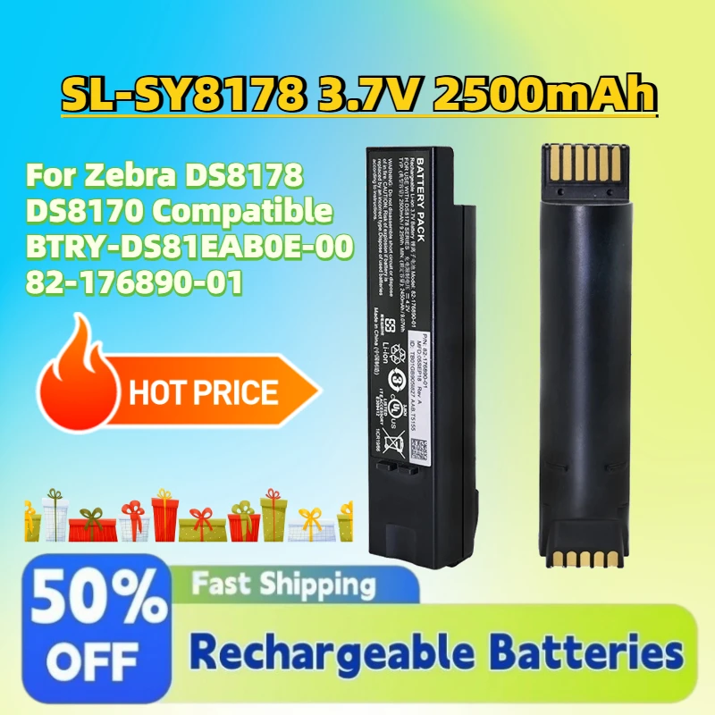Batería Recargable de Iones de Litio SL-SY8178 de 3.7V y 2500mAh para Zebra DS8178 DS8170, Compatible con BTRY-DS81EAB0E-00 82-176890-01