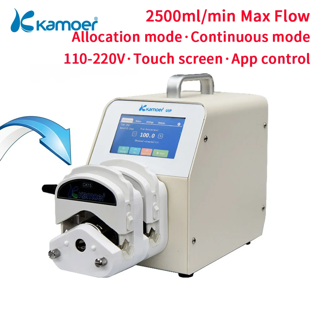 

Kamoer 2.5L/min High Flow Peristaltic Pump AC100-240V UIP2 WiFi Dosing Pump Stepper Motor RS485,Foot Switch for Lab and Filling