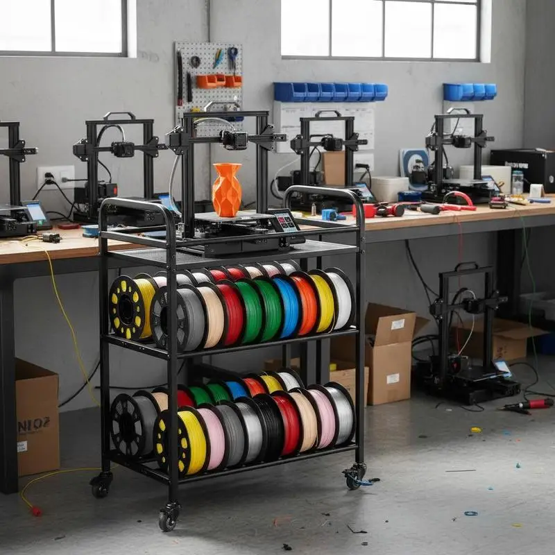 

3D Printer Consumables Organizer 15.7x11.8x31.5in For 3D Printing Station Office Workshop 3 Tier Heavy Duty Carbon Steel Construction Rolling Lockable Casters Space Saving Vertical Stack Design High Load Capacity Metal Wire Shelving Unit