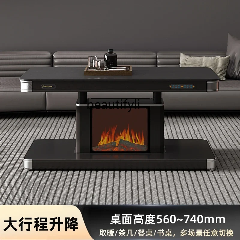 Meja kopi, pemanas listrik persegi panjang ruang tamu rumah tangga, meja pemanas