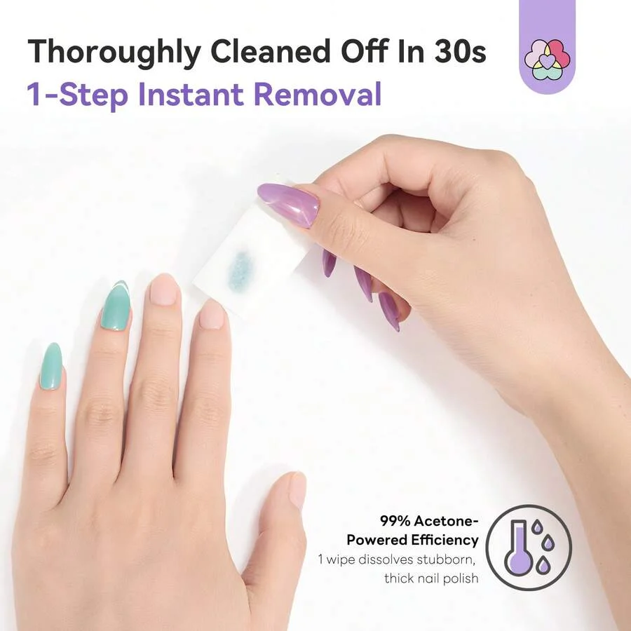 100 قطعة خطوة إزالة فورية أظافر مزيل طلاء الأظافر منصات قوية مناديل الأظافر غير مزعجة ملفوفة بشكل فردي صالون الأظافر #2