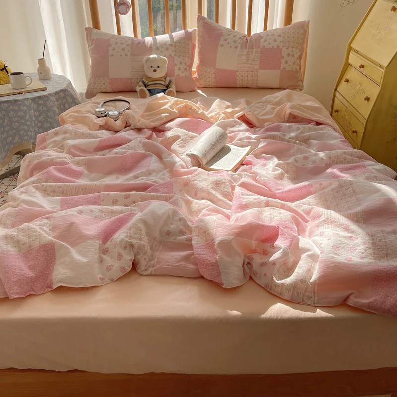 2025 INS لحاف صيفي للفتيات النساء غطاء سرير ناعم مجموعة المخدة واحدة التوأم كامل 200x230 Kawaii طقم لحاف صيفي #2