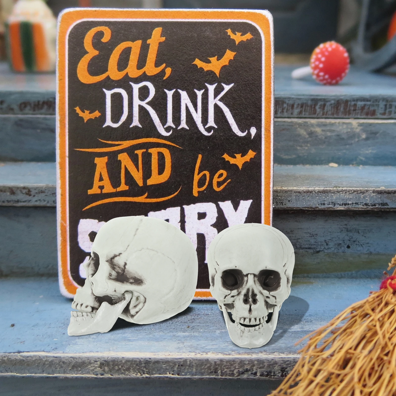 

3 Pcs Voice Control Skull Ornaments Office Decor Spooky Halloween Baubles for Home