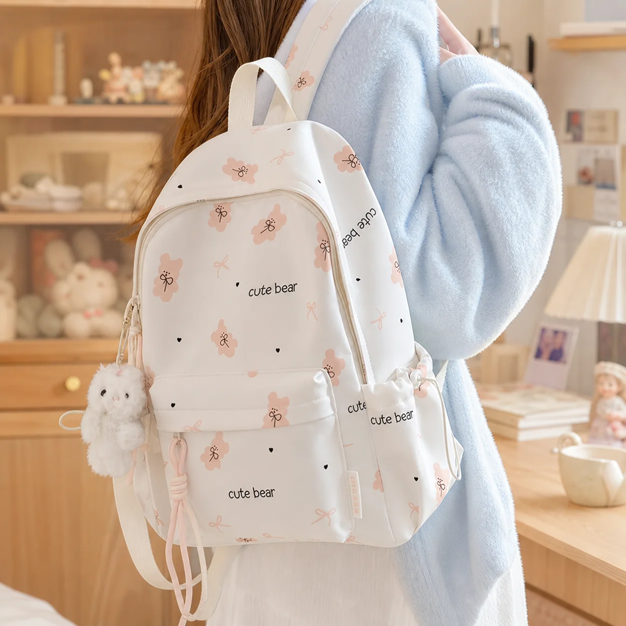 korean-style-backpack-original-women's-travel-bag-lightweight-dual-shoulder-bag-cartoon-pattern-casual-scene-nylon-mate