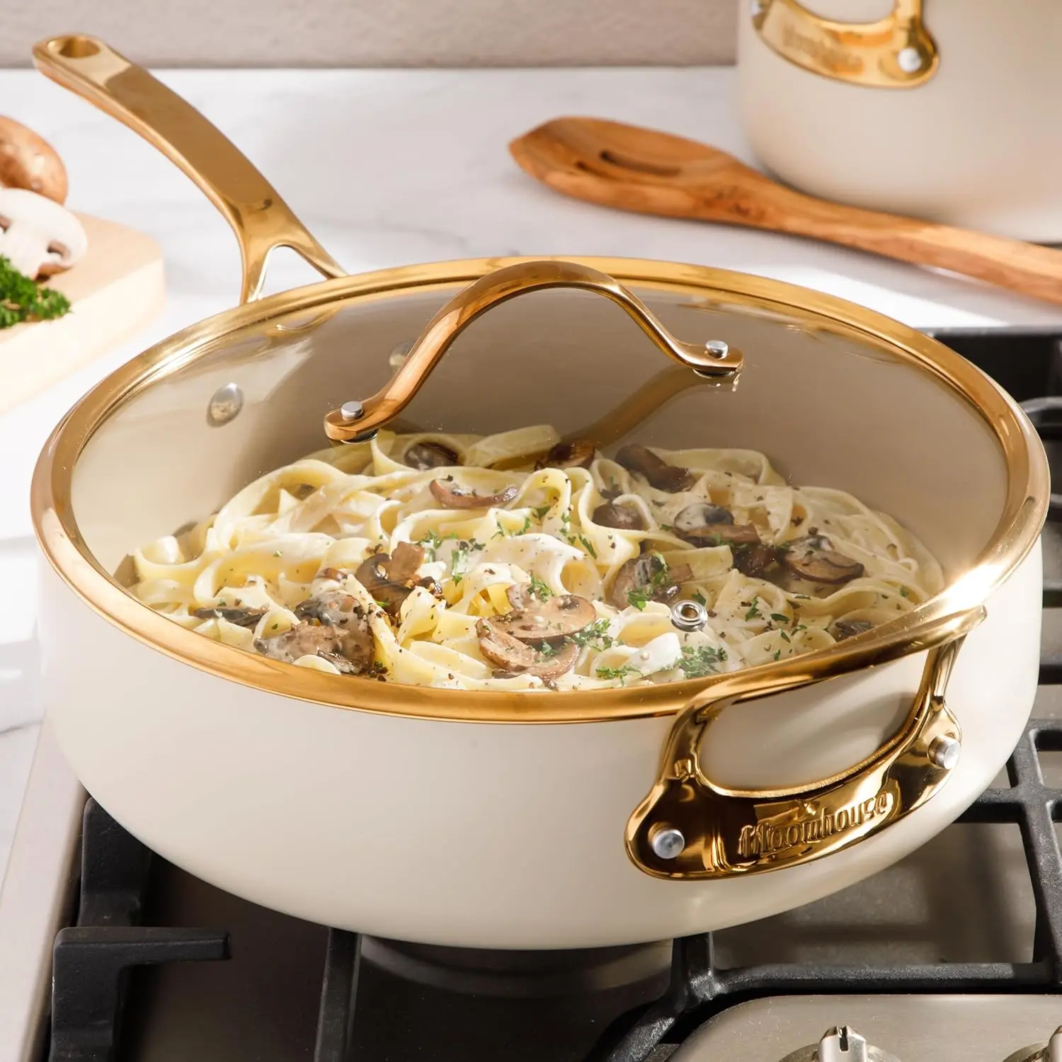 الأشياء المفضلة لدى أوبرا - 6 كيو تي من الألومنيوم عالي التحمل وخالي من مادة PFA من السيراميك غير اللاصق/مقلاة عميقة مع غطاء - آل