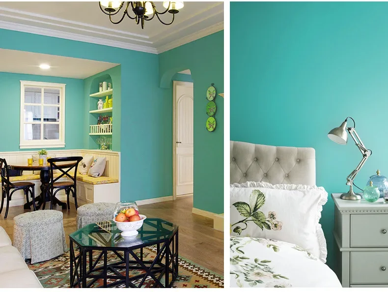 Tiffany blue Mediterranean style solid color wallpaper Nordic living room dining room clothing shop PVC wallpaper