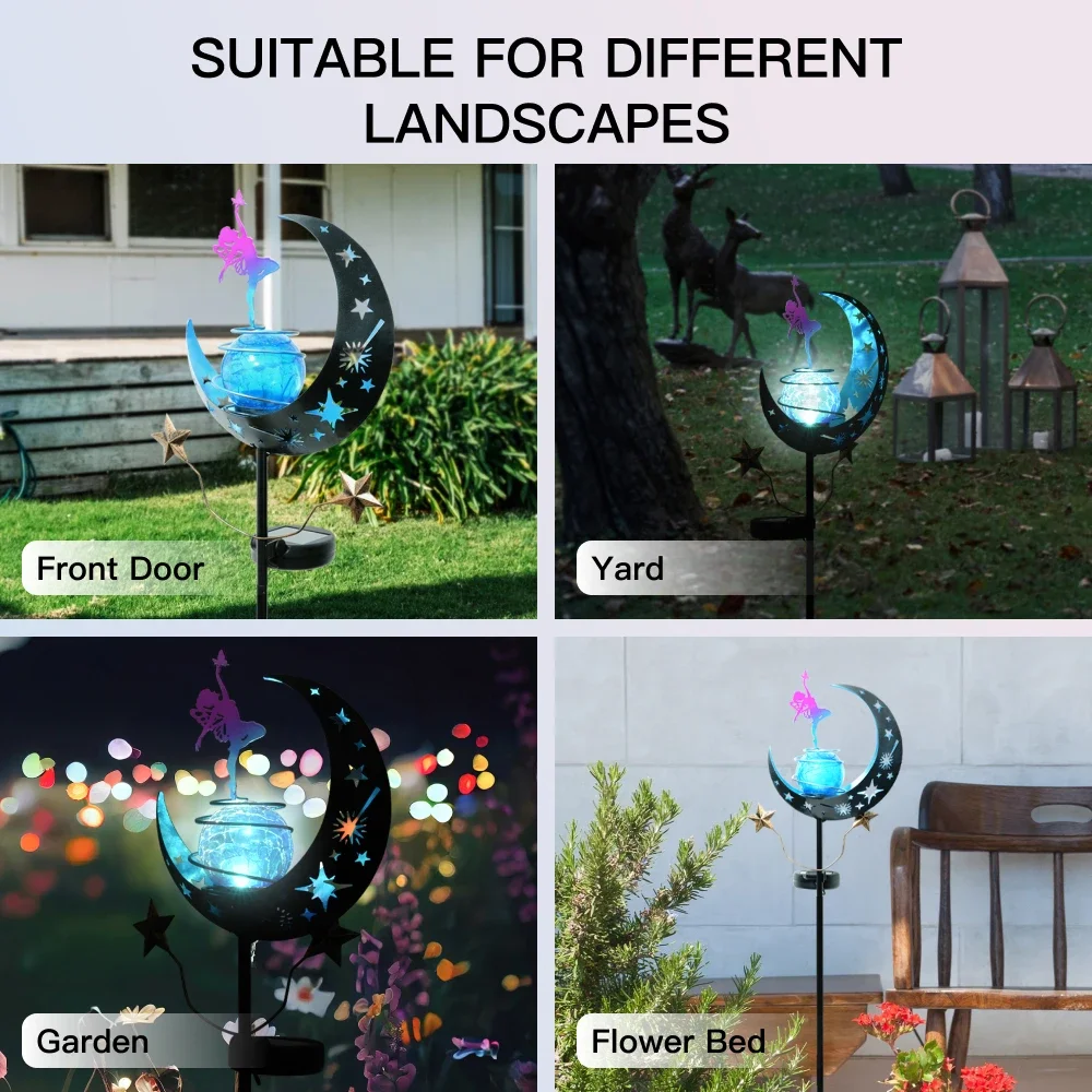 Imagem -04 - Outdoor Iron Flower Fairy Lamp Solar Powered Luzes Bateria Recarregável Quintal Luzes Novo