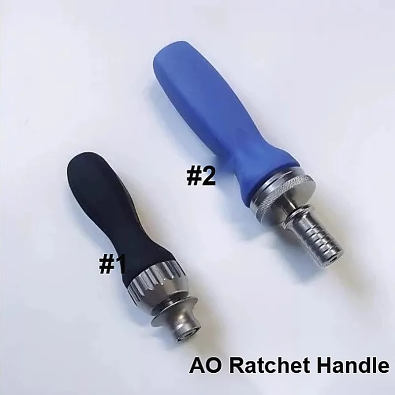 AO Ratchet Handle Veterinary Orthopedic Surgery Instrument Stainless Steel Silicone Grip AO Semicircular D-Type 127mm 165mm