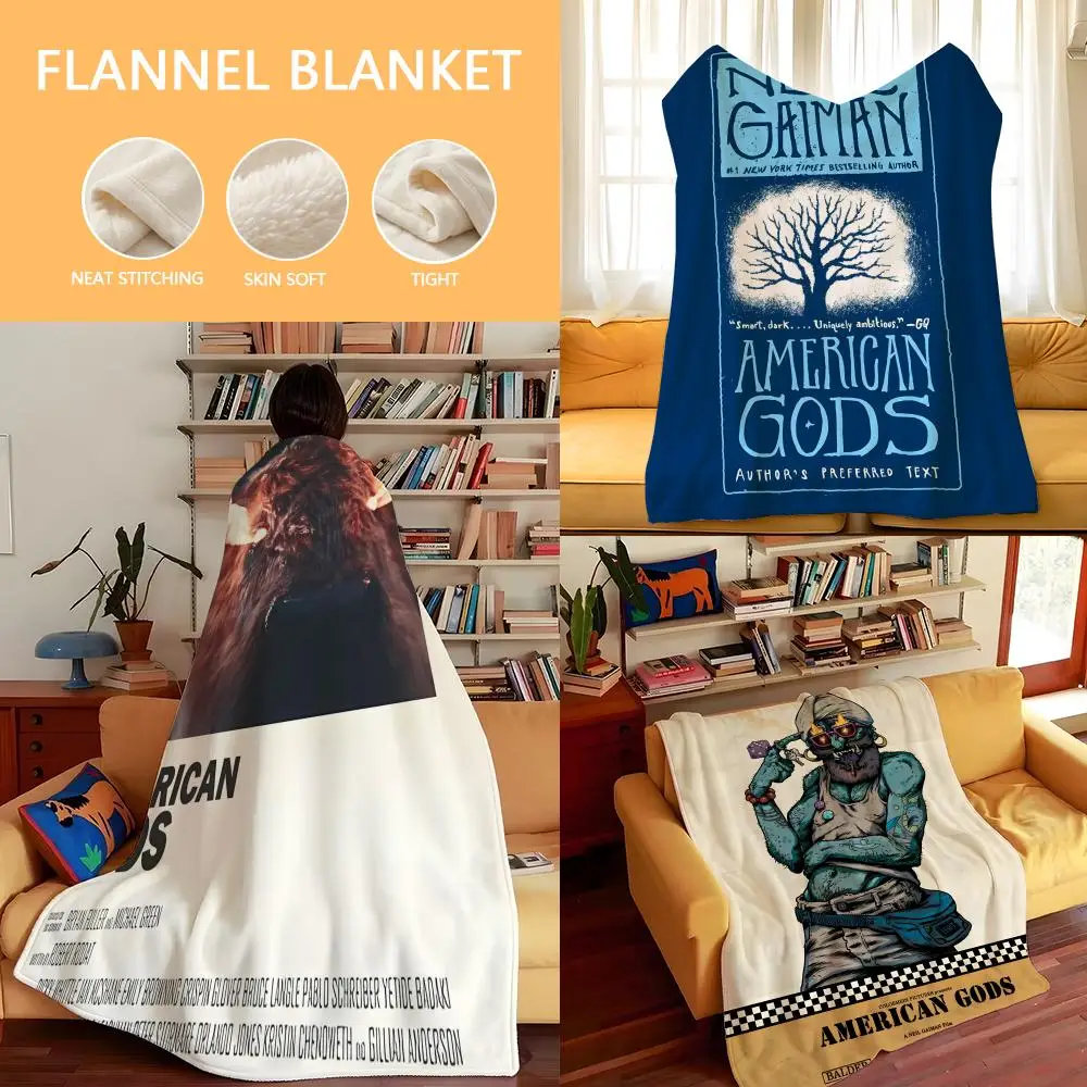 Novel A-American G-Gods Throw Flannel Cozy Print Blanket, Portable, Durable  Machine Washable cute Cool