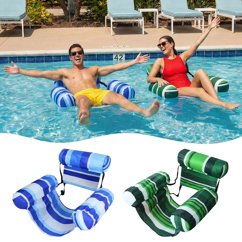 Matelas flottant gonflable d'été pour la piscine, hamac rayé, chaises longues, jouets aquatiques, tapis flottant pour adultes