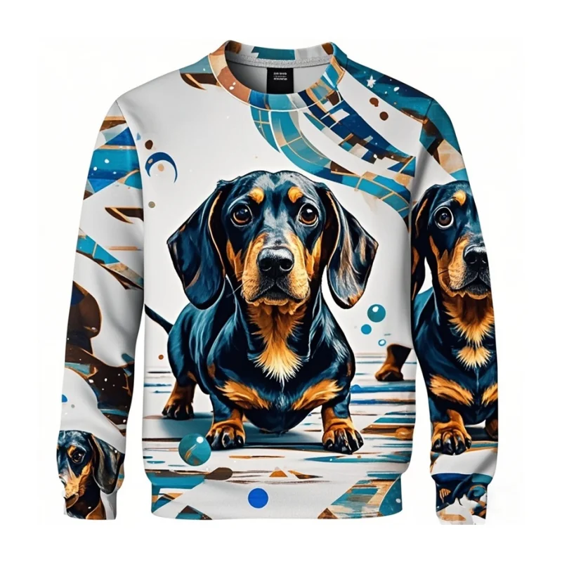 

Men's Women's Cute Dachshund Graphic O-Neck Sweatshirts 3D Print Animal Dogs Pattern Long Sleeve Tops Autumn Comfortable Clothes