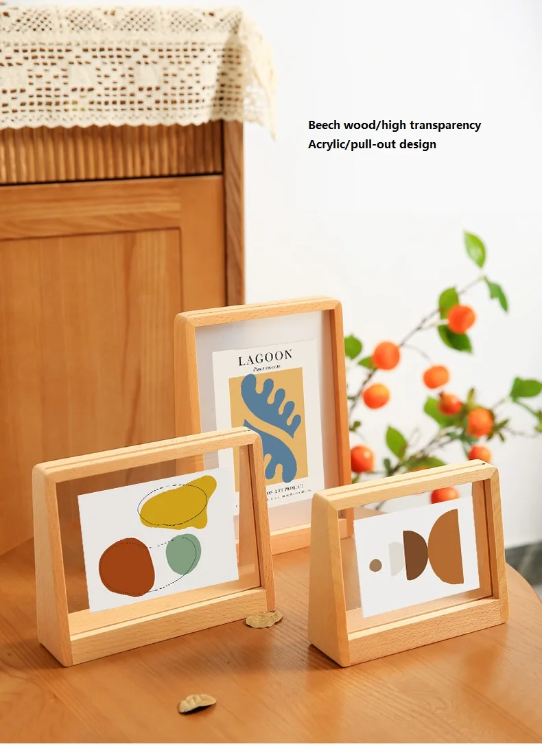 Acrylic Solid Wood Photo Frame, Tabletop Ornaments, U Shaped Photo Frame, Creative Gift, 7 in, 8 in