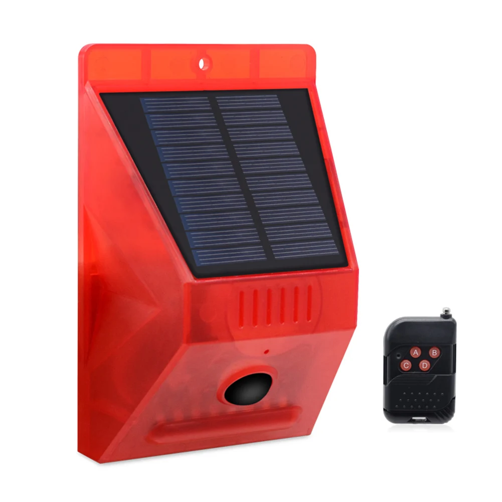 Sensor Detector Lamp Solar 8 LED Solar Infrared Power LED Waterproof Easy Installation Remote Control Loud Strobe Alarm Light