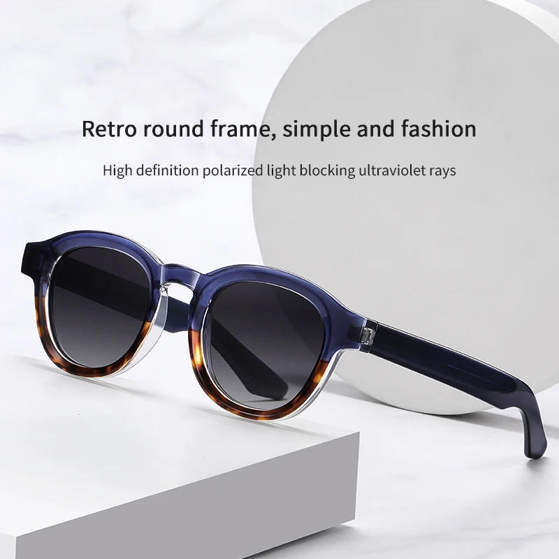 

1pcs New European and American board polarized sunglasses neutral retro blue light glasses round board sunglasses