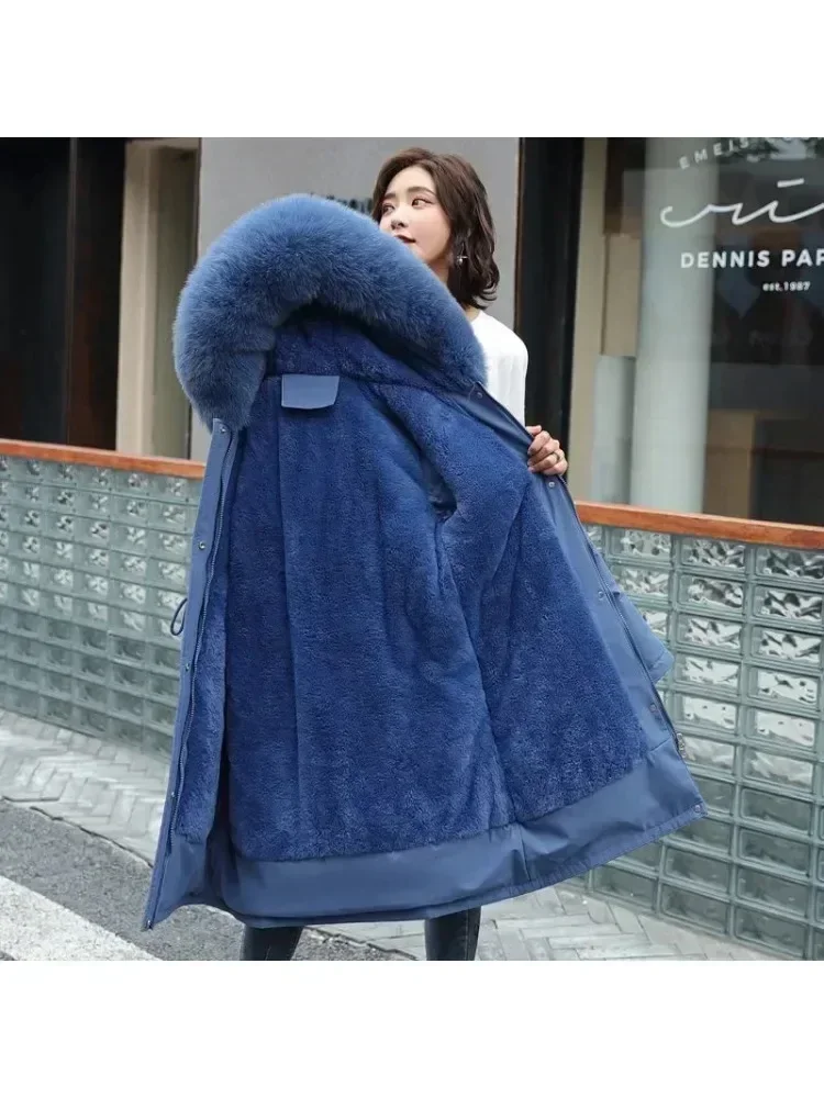 

2025 New Winter Jacket Women Parka Clothes Long Coat Wool Liner Hooded Fur Collar Thick Warm Snow Wear Fashion Coats