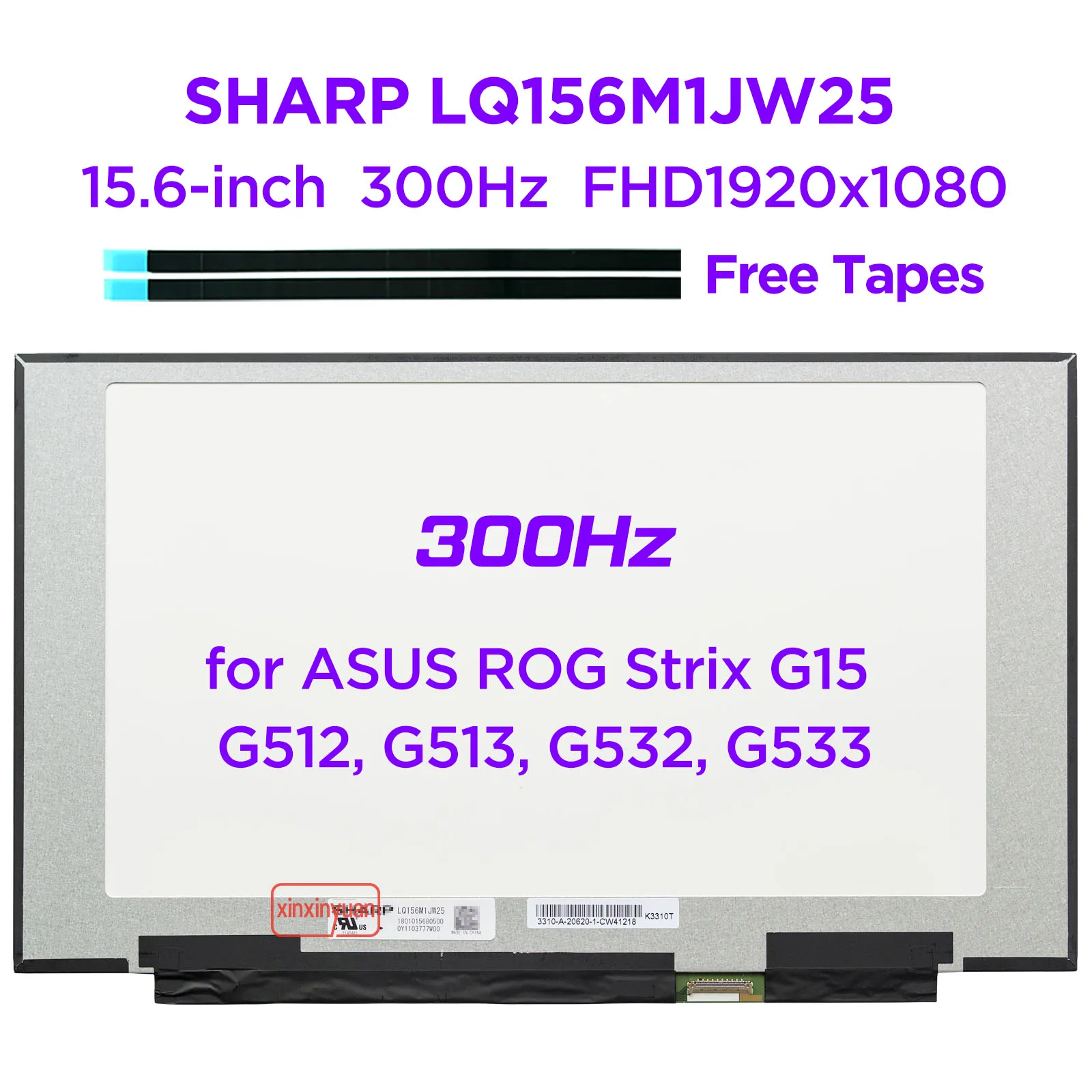 para Asus Strix G15 G512 G513 G532 G533 1920×1080 Painel de Exibição 15.6 300hz Lq156m1jw25 Lq156m1jw17 Lq156m1jw18