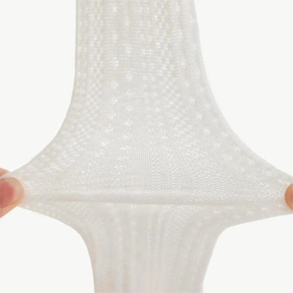 طفل جوارب طويلة الفتيات رقيقة نمط جوفاء شبكة طماق 0-12T أطفال جوارب طويلة الرقص الأبيض #4