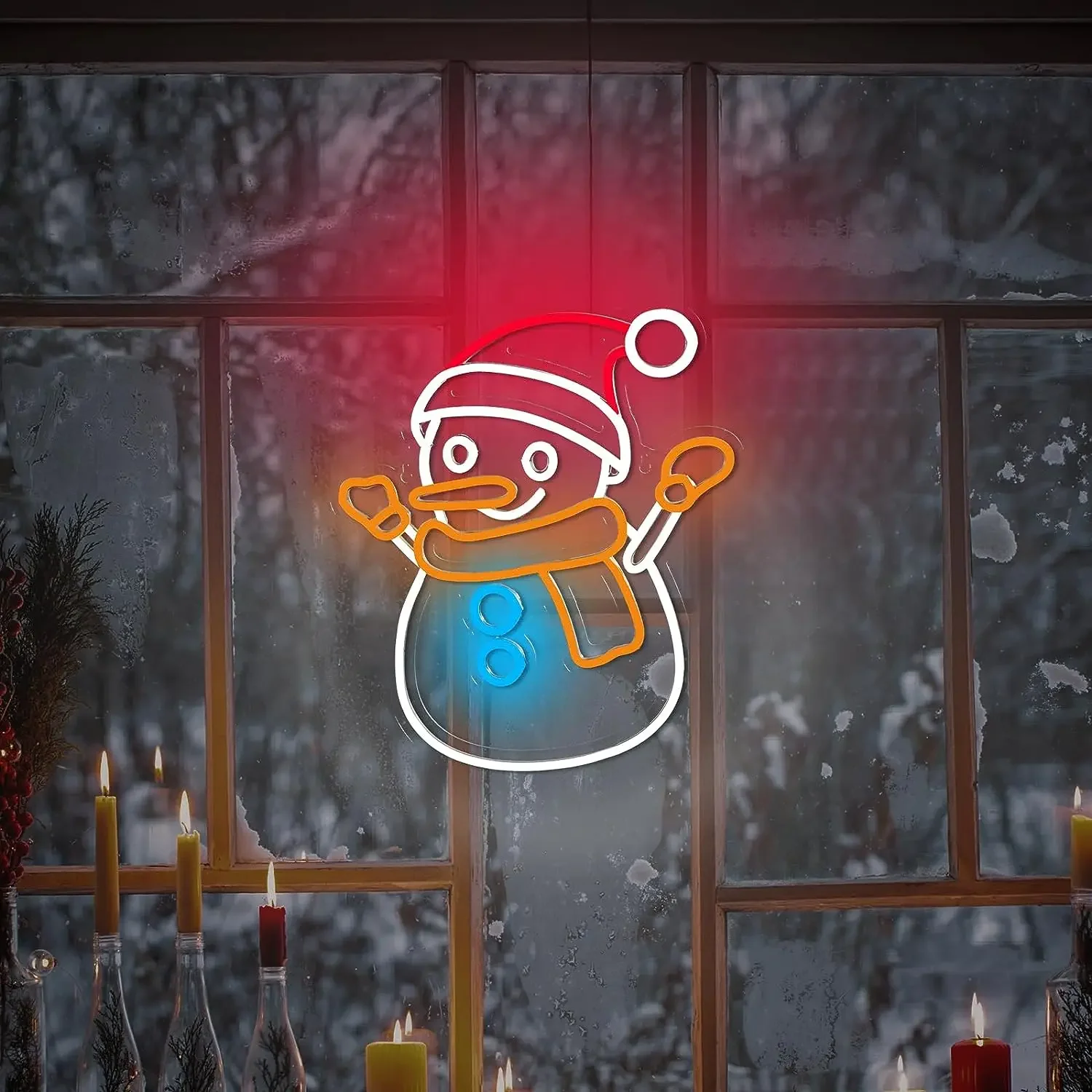 Christmas Snowman Neon Sign For Home Wall Decor Neon Light For Room Decor for Bedroom Cafe Bar Outdoor Party Night Light Gift