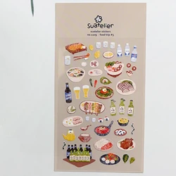 Suatelier Food Trip 3 naklejki Scrapbooking koreański pochodzenie piwo Sukiyaki garnek pieczone mięso szkicownik dziennik wycinanie naklejki