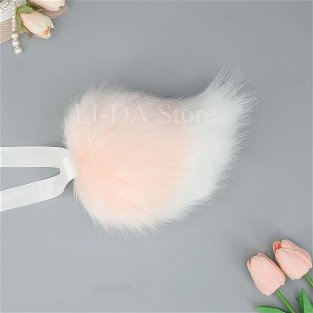 2Pcs/set Rabbit Ears Headband Tail Furry Cosplay Props Cute Plush Animal Ears Headgear Fur Animal Rabbit Tail Anime Costume