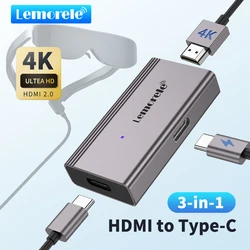 Lemorele HDMI to USB C 4k 60Hz AR Glasses Converter Adapter HDMI Display for USB-C Portable Screen Game Consoles Various TV Boxe