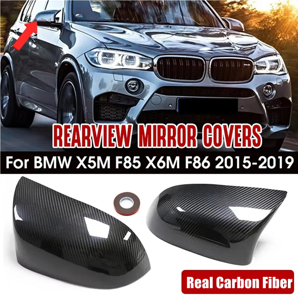 

For BMW X5M F85 X6M F86 2015-2018 Car Real Carbon Fiber Rearview Side Mirror Cover Wing Cap Exterior Door Housing Shell Trim