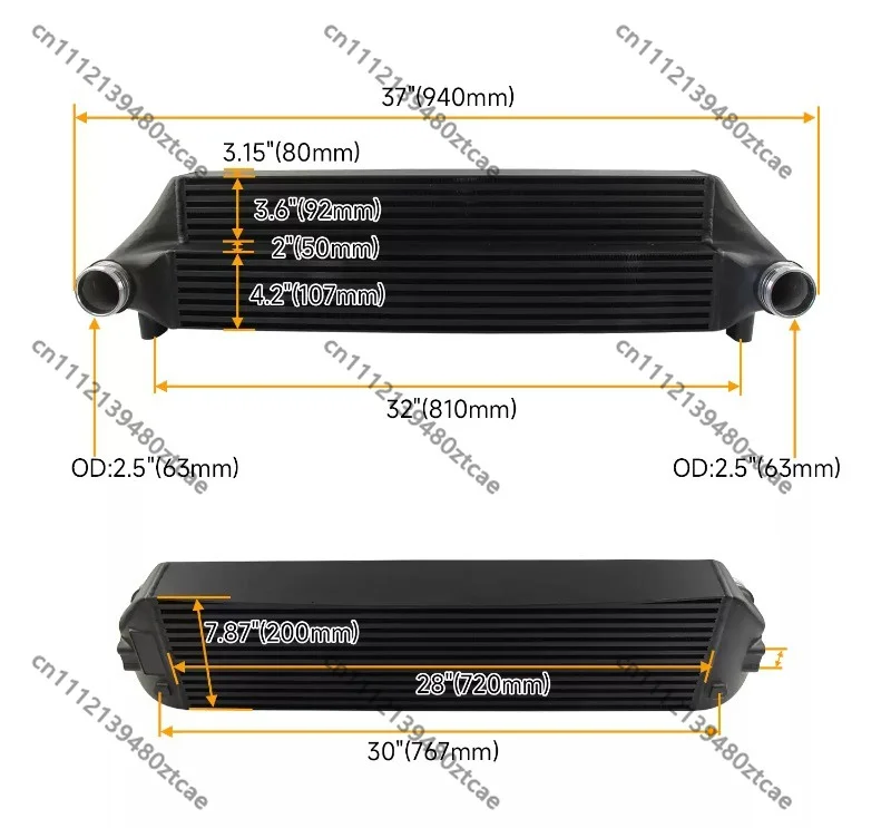 Automotive Larger‑Size Turbo Intercooler Cooling Radiator, Modified Turbo Charger Heat Exchanger, Vehicle Aftermarket Cooling