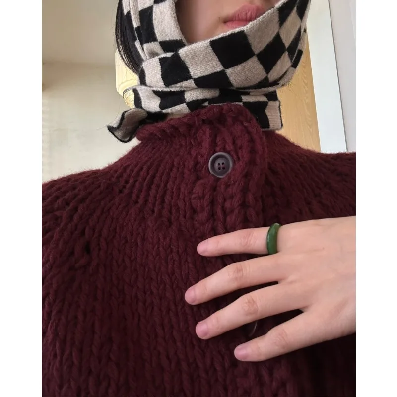 Pull tricoté de luxe fait à la main pour femmes, haute Intelligence, Style vieil argent, manteau épais, manteau 100% laine, Cardigan