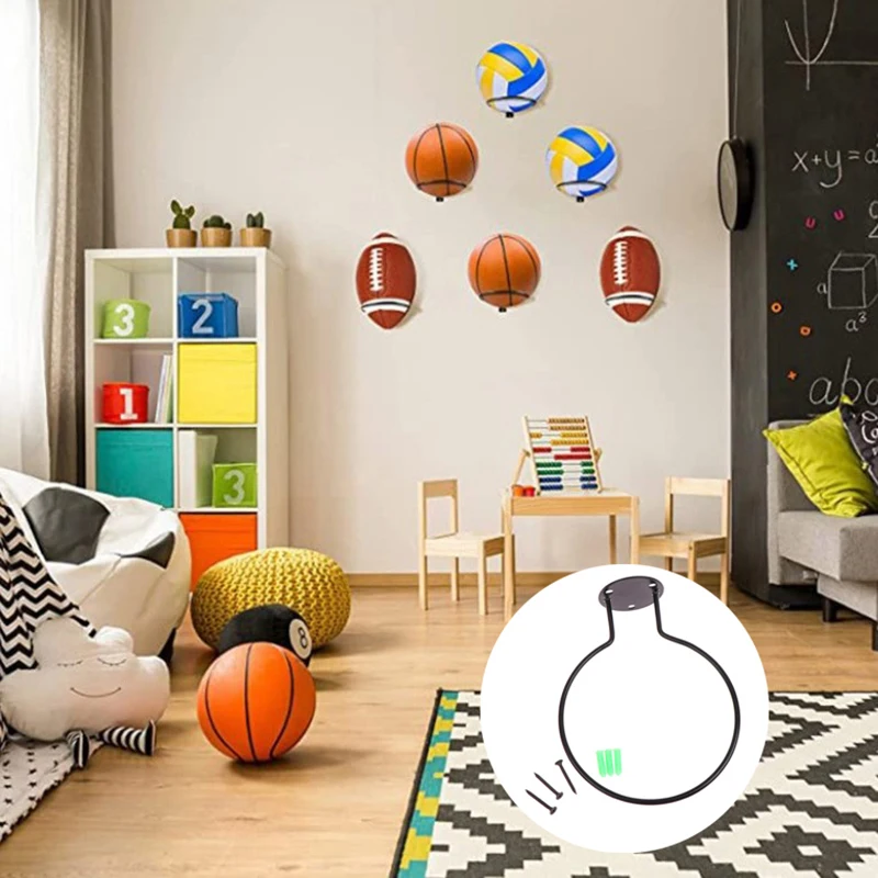 Wall Mounted Basketball Storage Rack Iron Multi-purpose Football Display Shelf Ball Holder Space Saving Living Room Decor