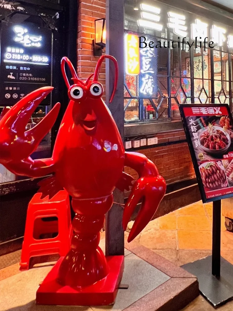 

Crayfish simulation fiberglass sculpture food stall barbecue seafood restaurant welcome drainage decoration ornament
